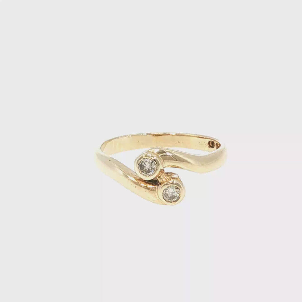 Two-Stone Diamond Bypass Ring in Yellow Gold