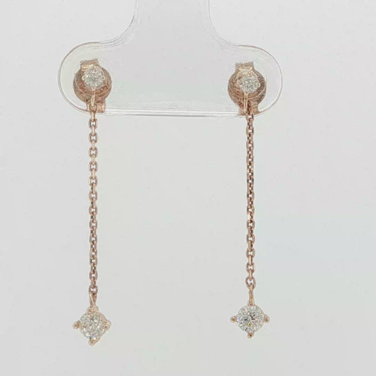 Diamond Dangle Earrings in Rose Gold