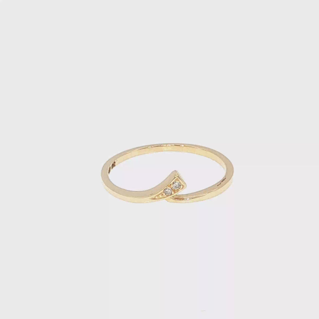 Yellow Gold Diamond Bypass Stackable Ring