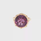 Round Amethyst Solitaire Ring in Yellow Gold