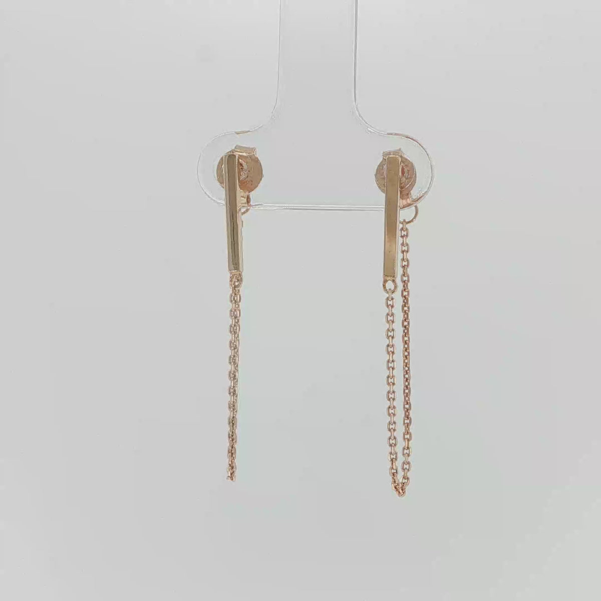 Minimalist Rose Gold Bar and Chain Dangle Earrings