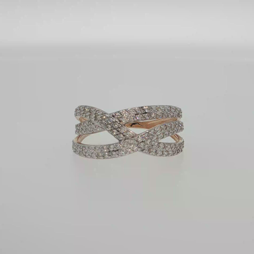 Diamond Pavé Criss-Cross Cocktail Ring in Rose Gold