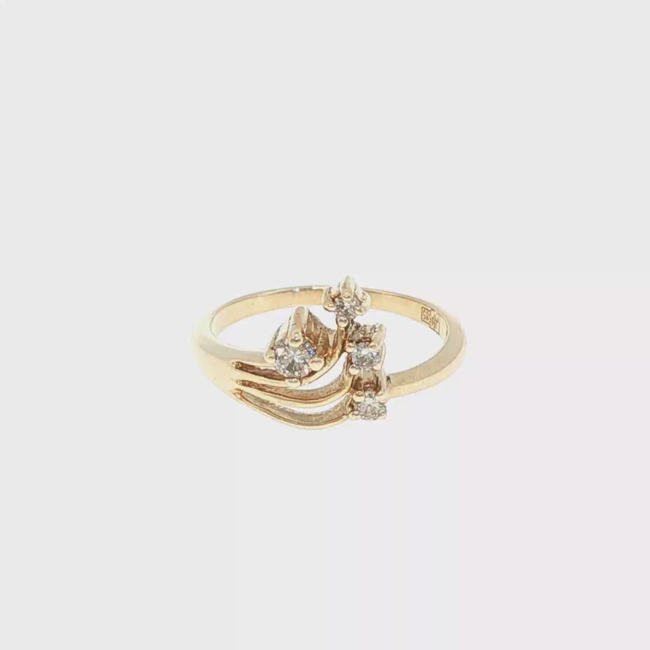 Yellow Gold Asymmetrical Diamond Multi-Stone Ring