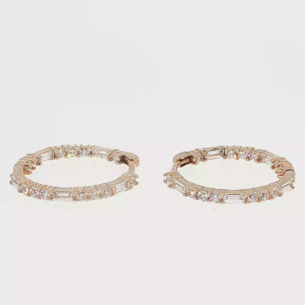 Diamond Hoop Earrings in Rose Gold