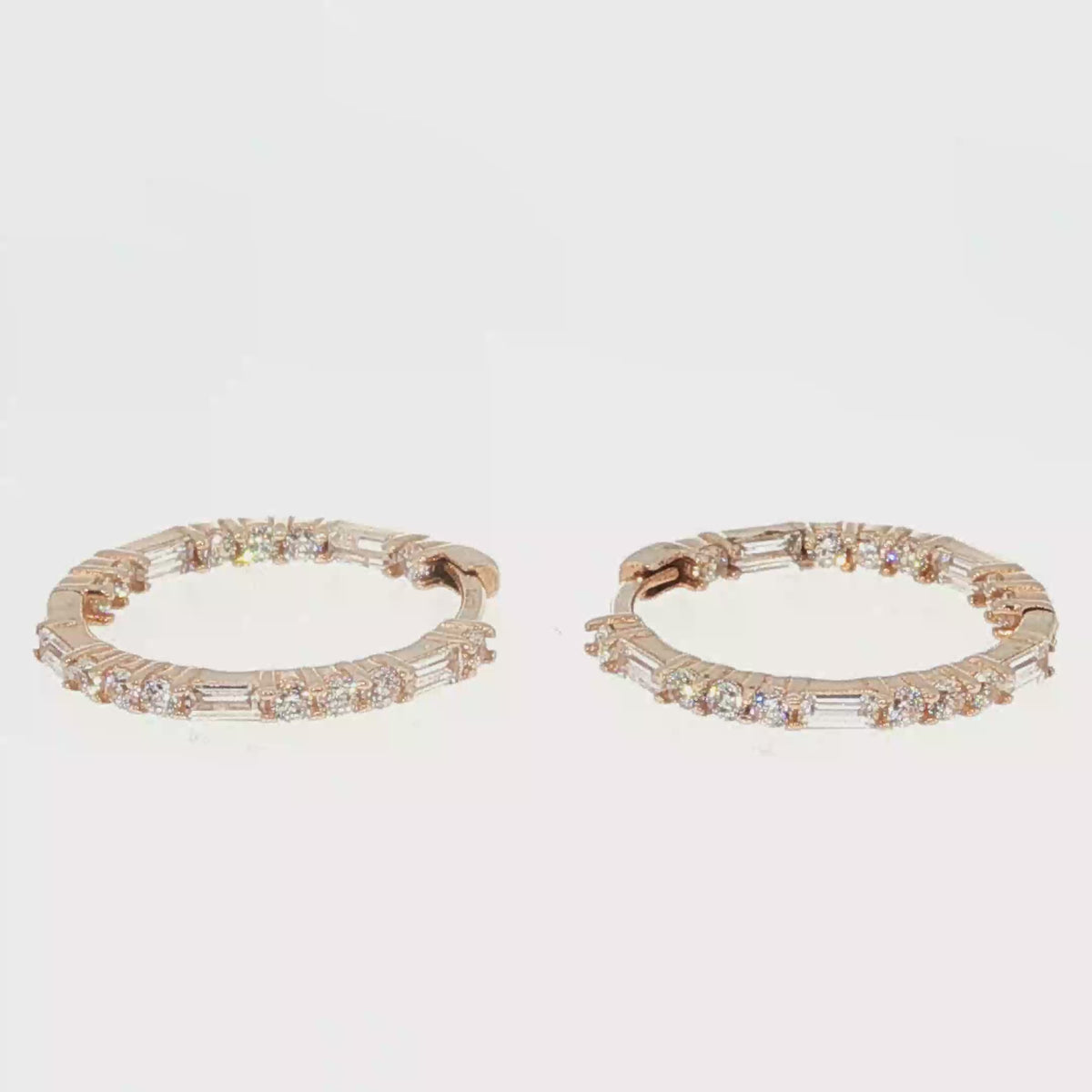 Diamond Hoop Earrings in Rose Gold