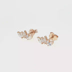 Rose Gold Marquise Diamond Curved Stud Earrings