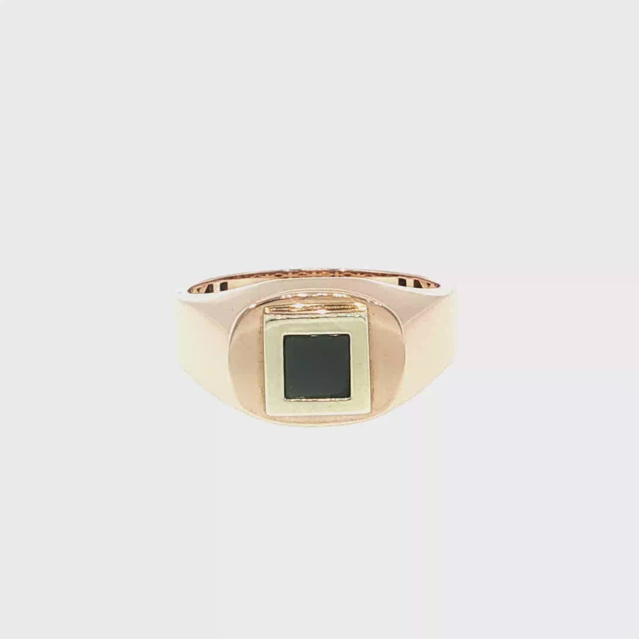 Rose Gold Square Onyx Signet Ring