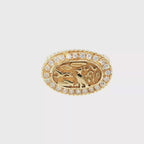 Yellow Gold Egyptian Cartouche Diamond Halo Signet Ring