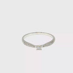 White Gold Diamond Solitaire Ring with Accented Band