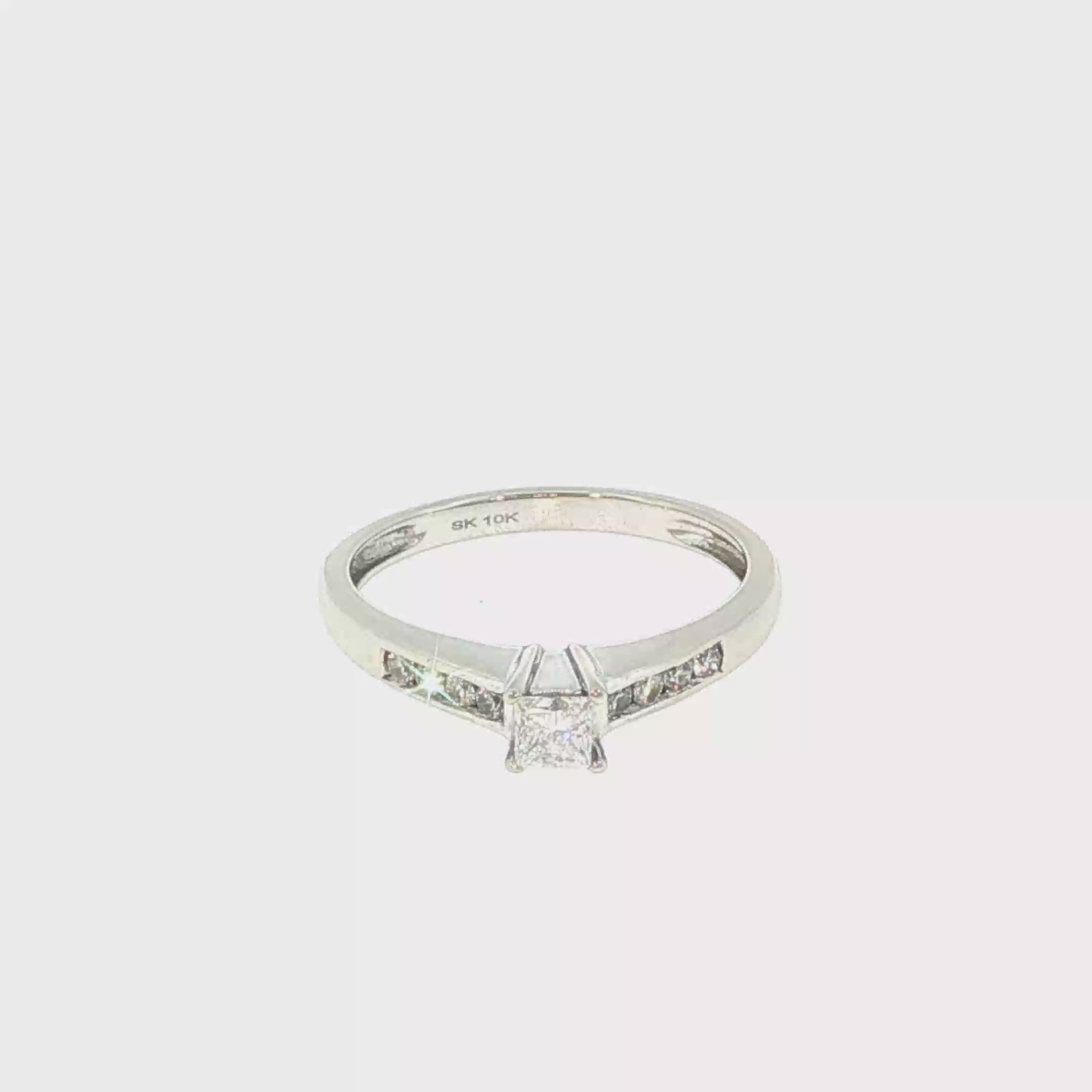 Princess Cut Diamond Channel Set Engagement Ring - White Gold