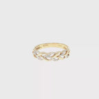 Yellow Gold Braided Leaf Diamond Accent Band Ring