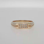 Rose Gold Diamond Cluster Signet Ring with Textured Band