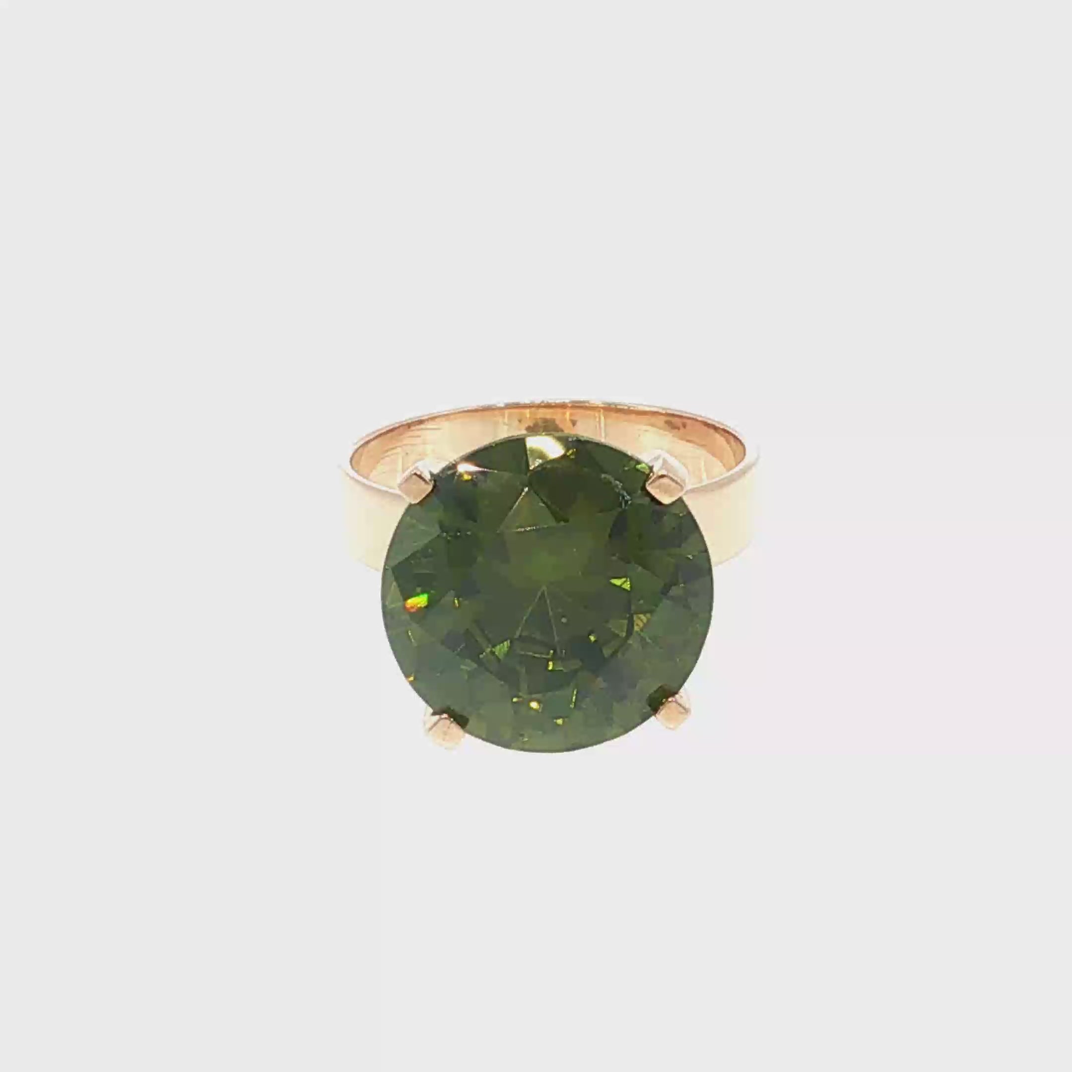 Large Round Peridot Solitaire Ring in Rose Gold