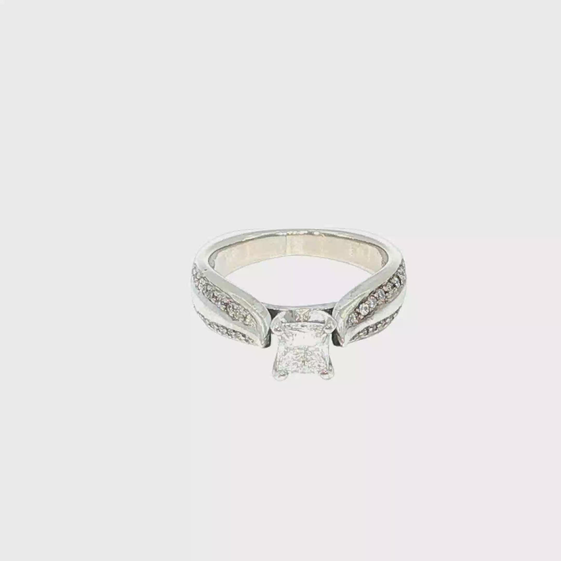 White Gold Diamond Engagement Ring with Split-Shank Band
