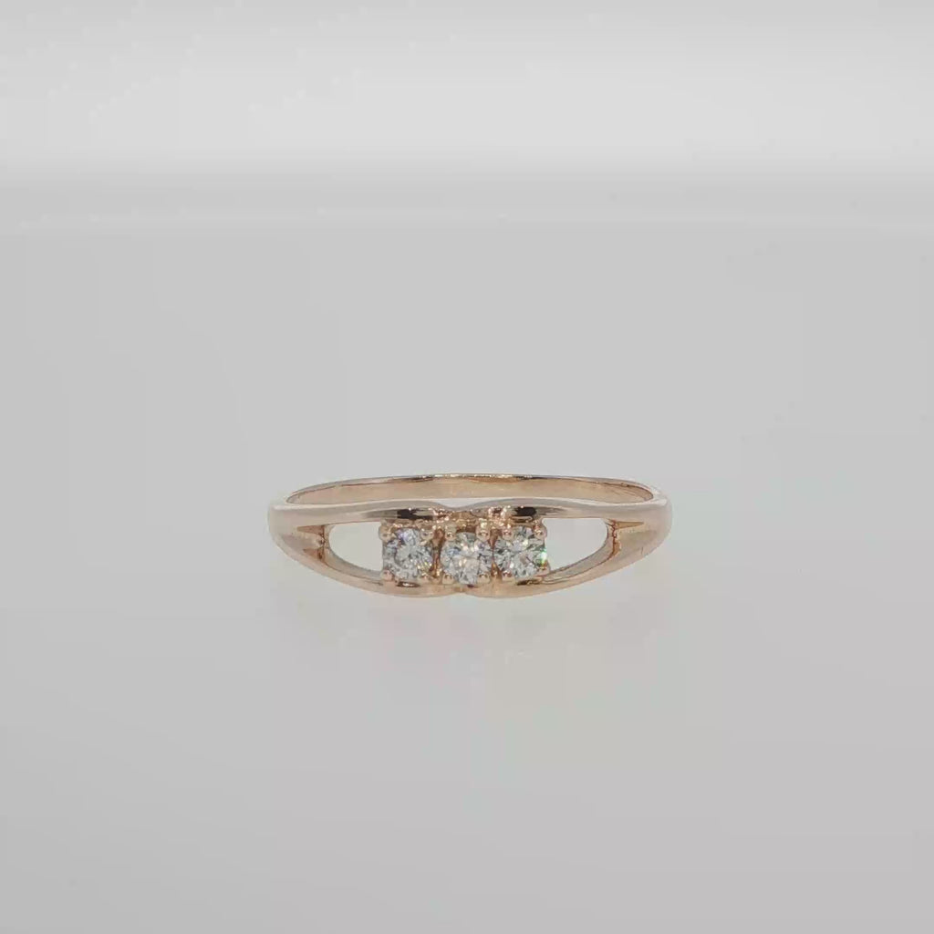 Rose Gold Three-Stone Diamond Split Shank Ring