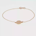 Pave Diamond Disc Chain Bracelet in Rose Gold 17 cm