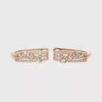 Three-Row Diamond Hoop Earrings in Rose Gold