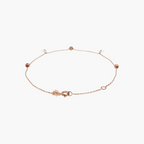 Diamond and Textured Bead Chain Bracelet in Rose Gold 16-18 cm